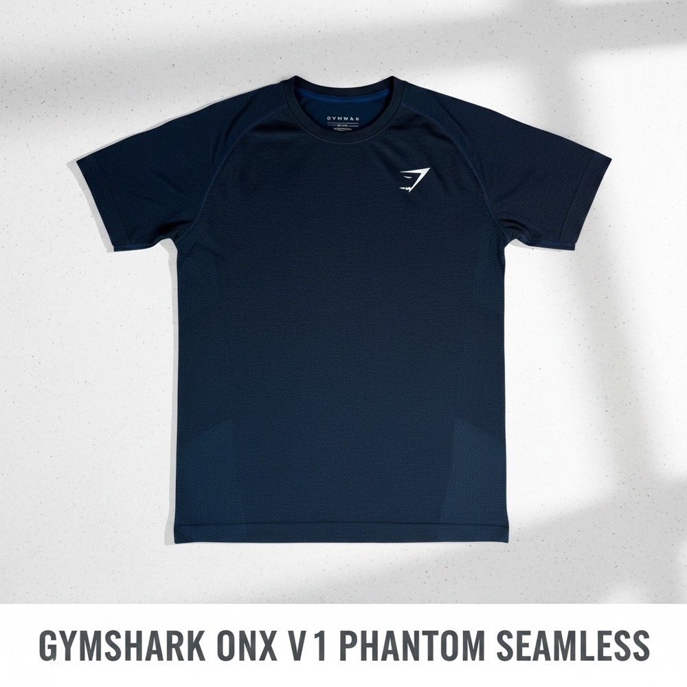 RARE OG Gymshark Onyx V1 Phantom Seamless T-Shirt Navy Blue Men's Small